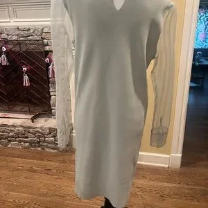 Zara | Dresses | Zara Chiffon Sleeve Ruffle Dress Size L Sea Foam Green |  Poshmark